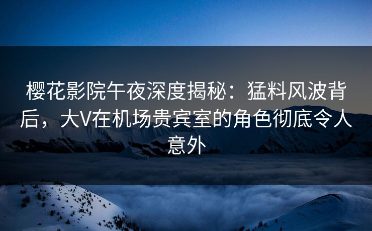 樱花影院午夜深度揭秘：猛料风波背后，大V在机场贵宾室的角色彻底令人意外