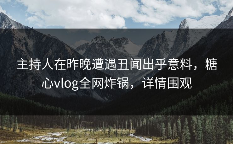 主持人在昨晚遭遇丑闻出乎意料，糖心vlog全网炸锅，详情围观